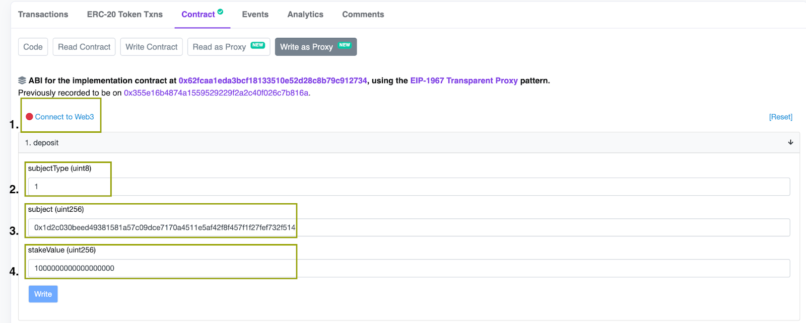 Staking contract